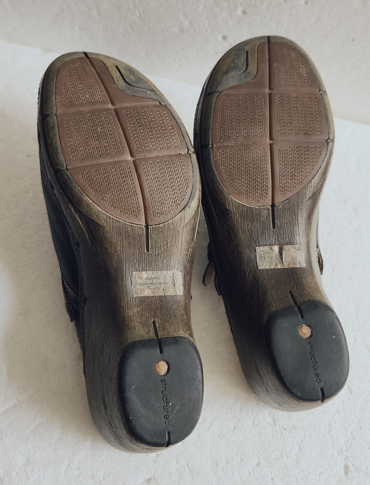Clarks UnStructured Womens Bohemian Hippie Black Leather Clogs Mules 10M
