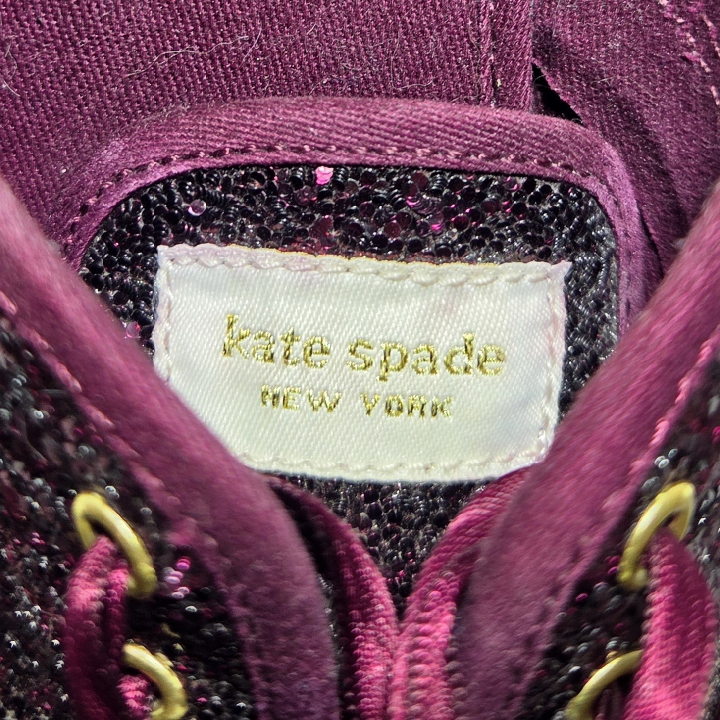 Keds x Kate Spade Womens 7 Champion Burgundy Purple Glitter WF57753 Sparkle Casu