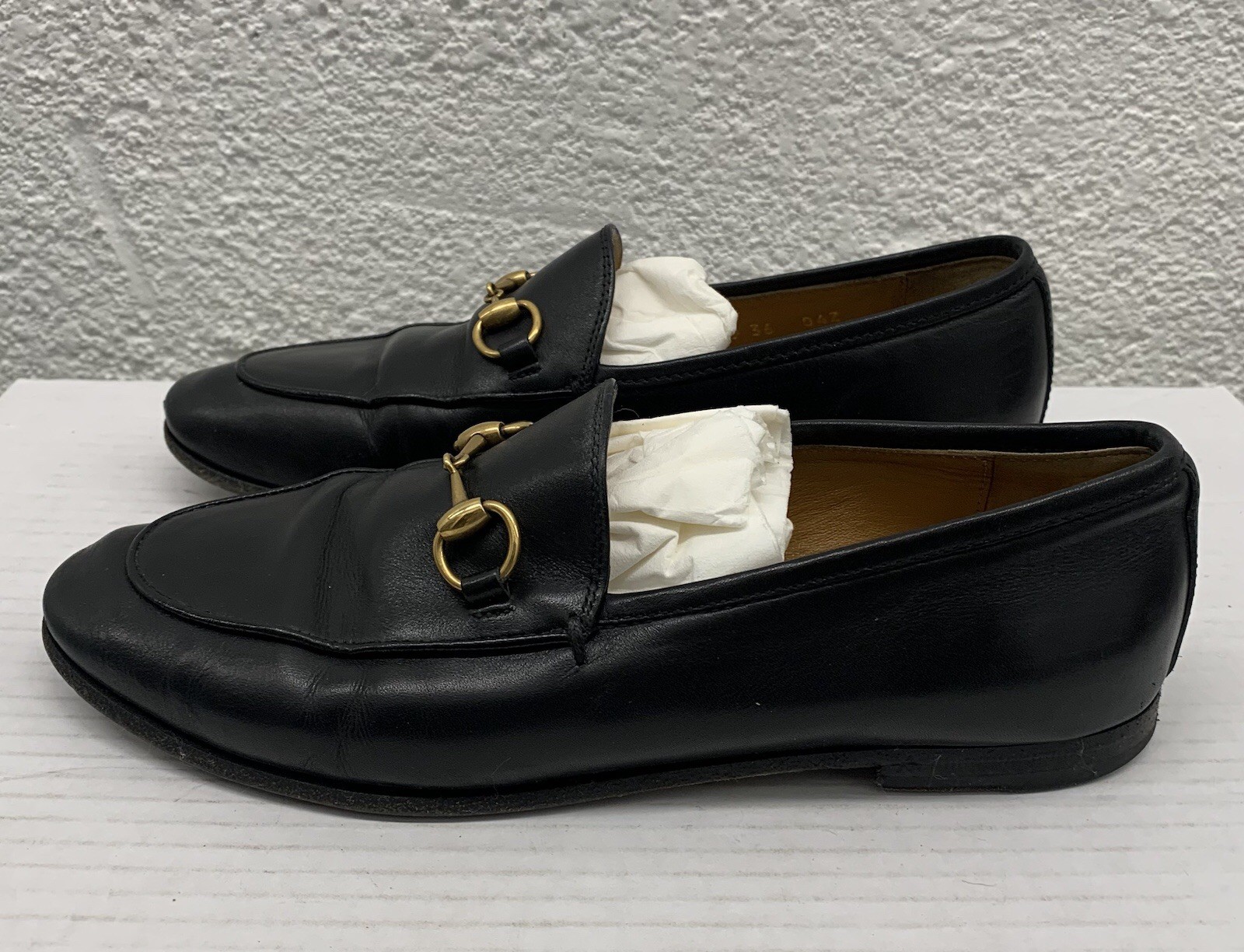 Gucci GG Horsebit Loafers Shoes Jordaan Leather Black Sz 6 US 36 EU BB22