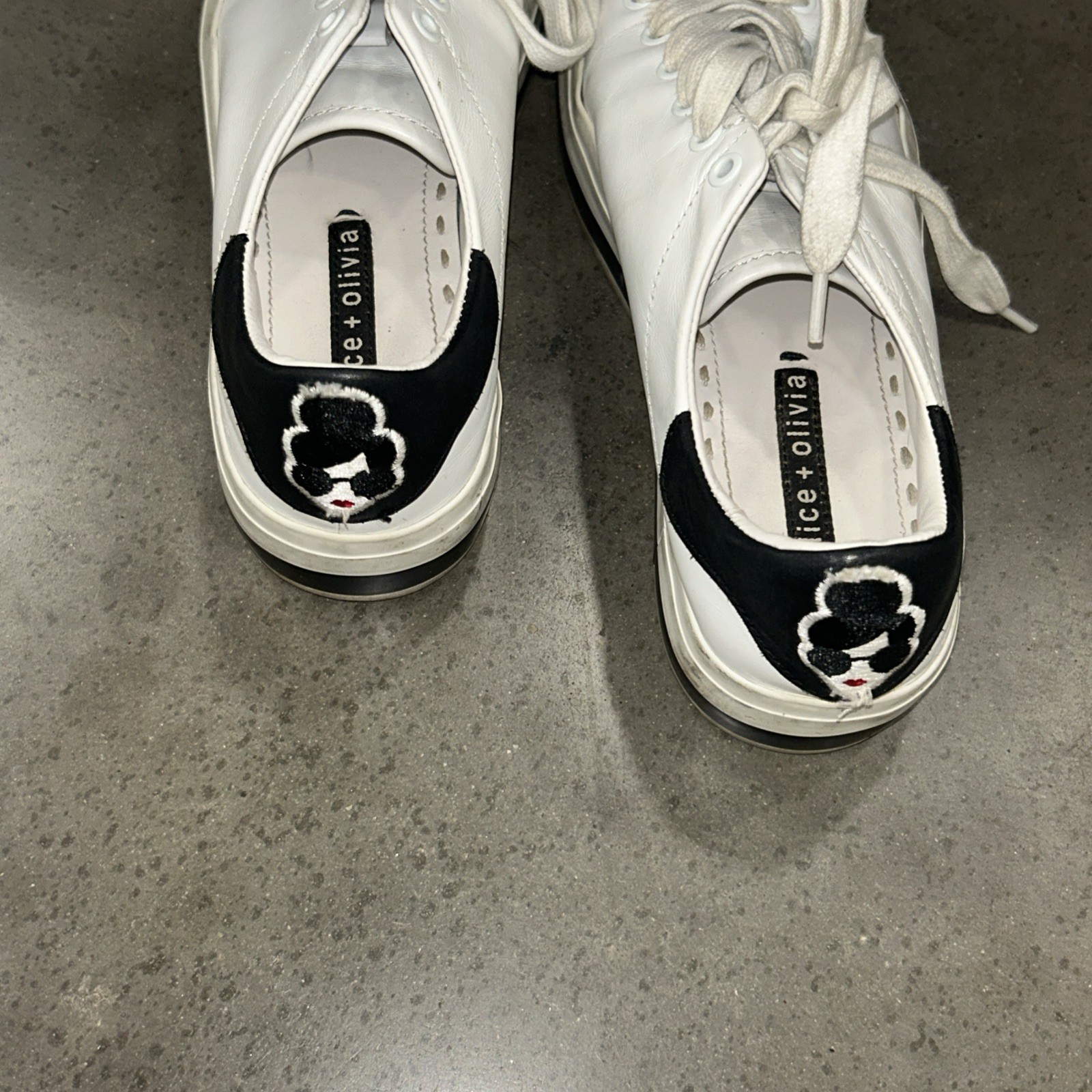 Alice + Olivia White and Black Terra Platform Casual Sneakers Size 35/ 5.5