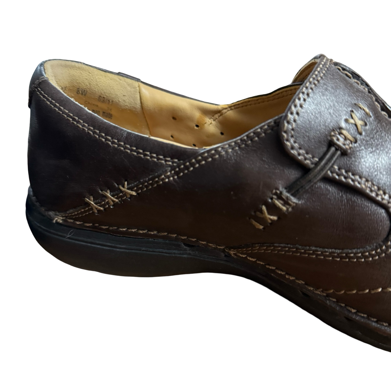Clarks Un Loop Unstructured Dark Brown Leather Loafers Slip On Comfort Shoes 8 W