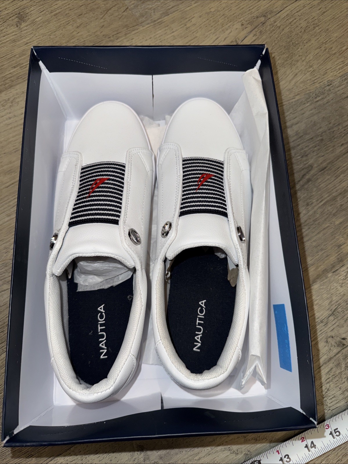 New New Nautica Womens Nitara Stripe Slip On Sneakers US 9.5 Boat Casual Sneaker