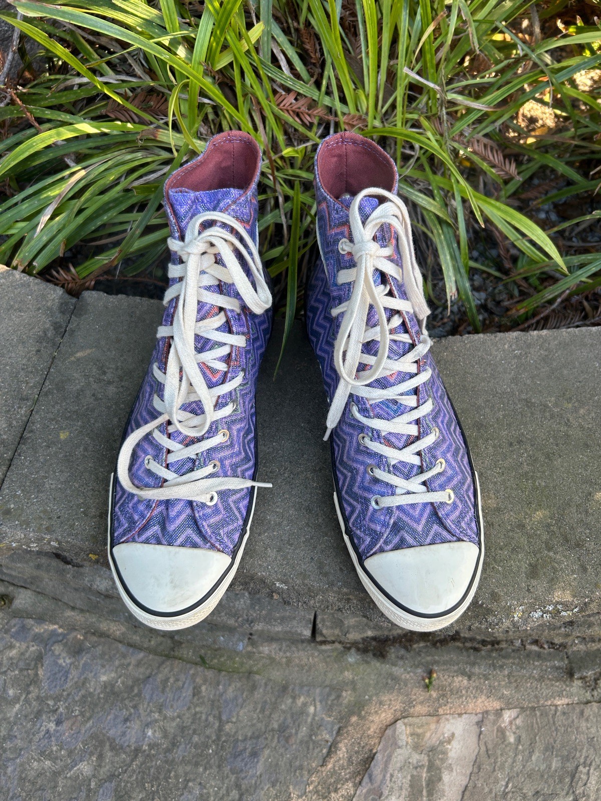 Missoni X Converse “Mediterranean” High Top Purple Metallic Sneakers Size 8