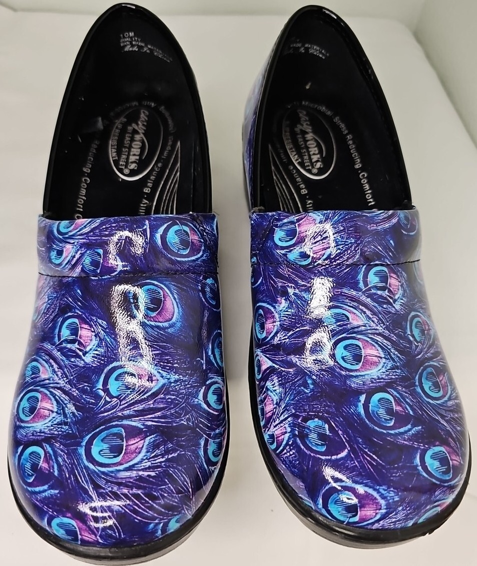 Easy Works By Easy Street Slip Resistant Laurie Clogs Wm Sz. 10 M Purple Peacock