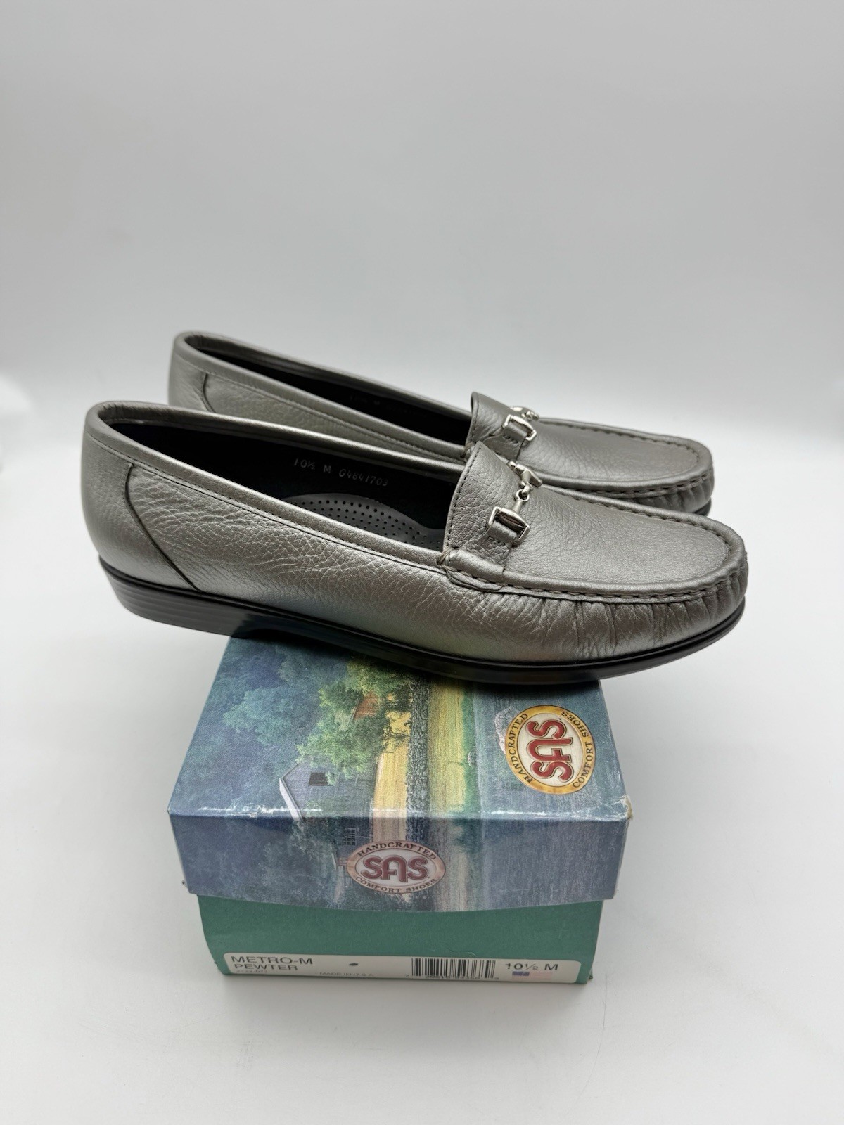 SAS Metro-M Loafer Womens 10.5 Medium Fit Tri Pad Comfort Shoe Pewter NEW w/ BOX