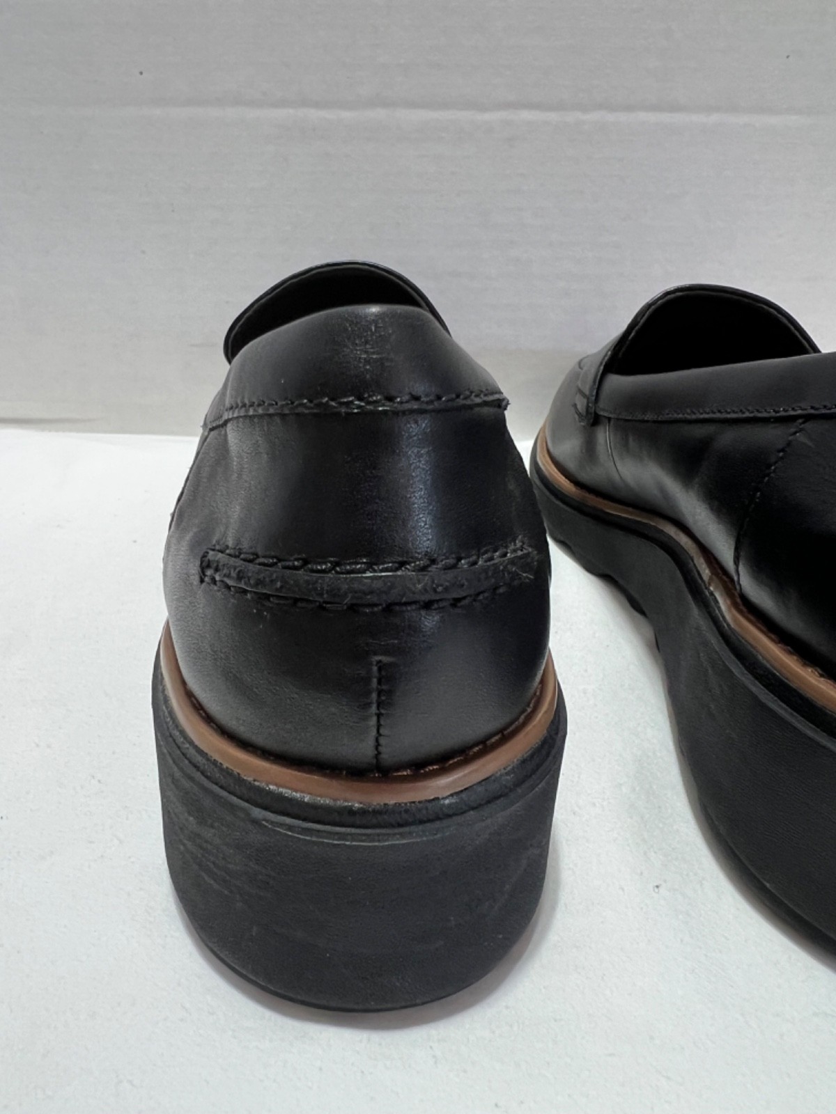 Women’s, Clarks Sharon Gracie Loafers ,9 .5 W, Black, Leather Wedge Shoes