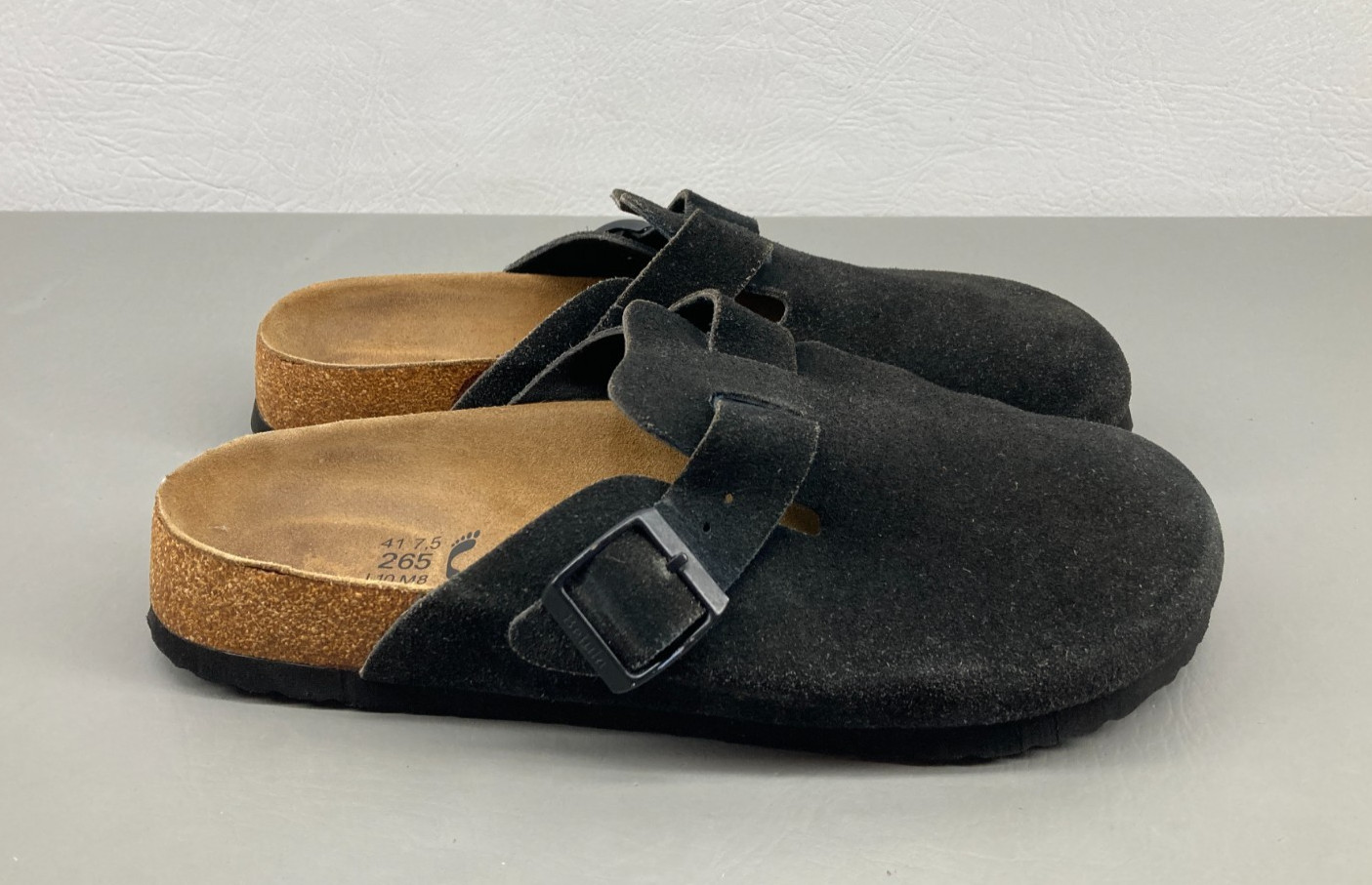 Birkenstock Womens Betula Boston Sandals Size 41 US 10 Narrow Black Suede Mules