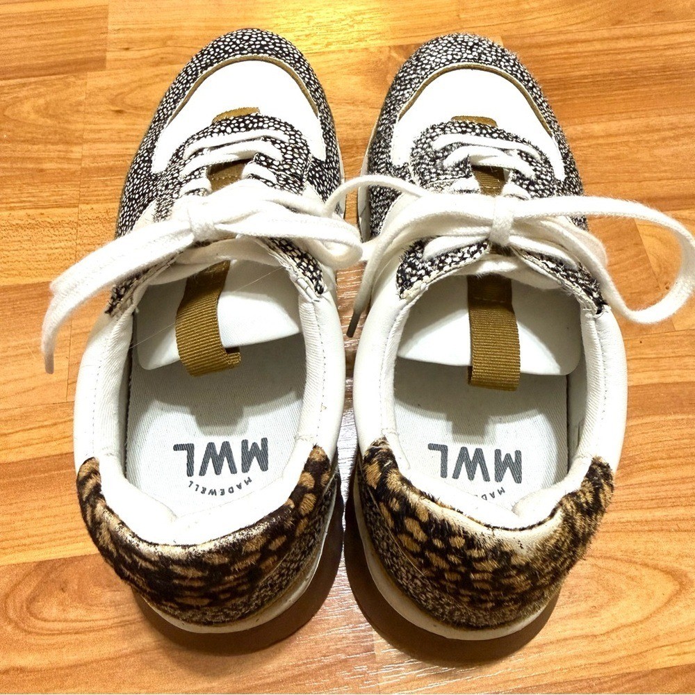 Madewell Leather Suede Ivory & Spotted Size 8M Sneakers Gorgeous & Sanitized