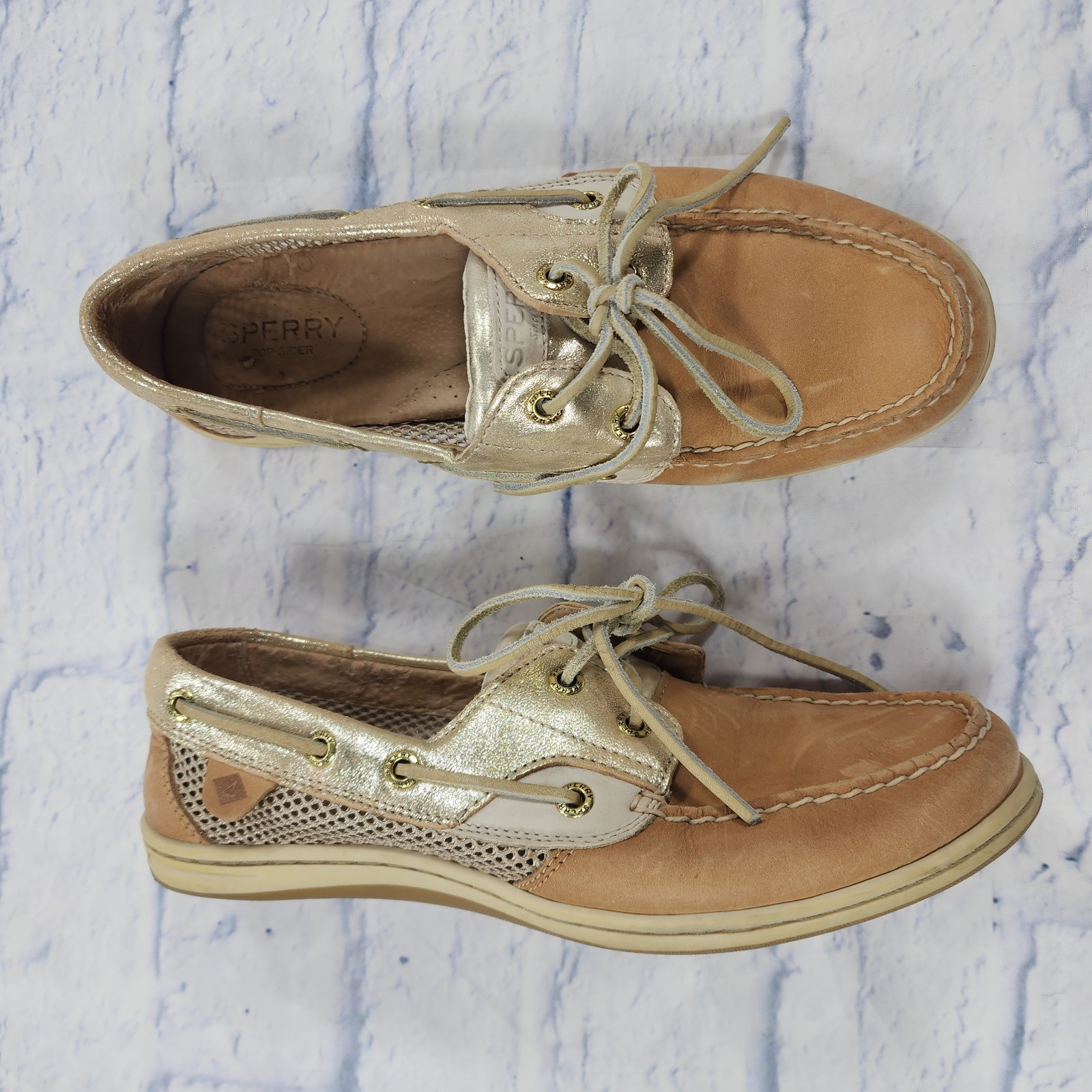 Sperry WOMENS 8.5 Koifish Leather Boat Shoes Beige STS95769