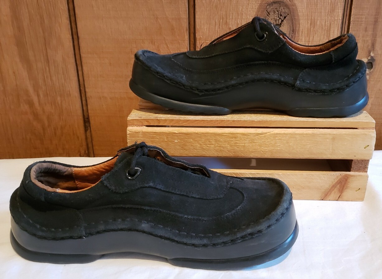 BETULA BIRKENSTOCK FUSSBETT Black Lace Suede Walking Shoe L6 M4 Women Sz 6-6.5