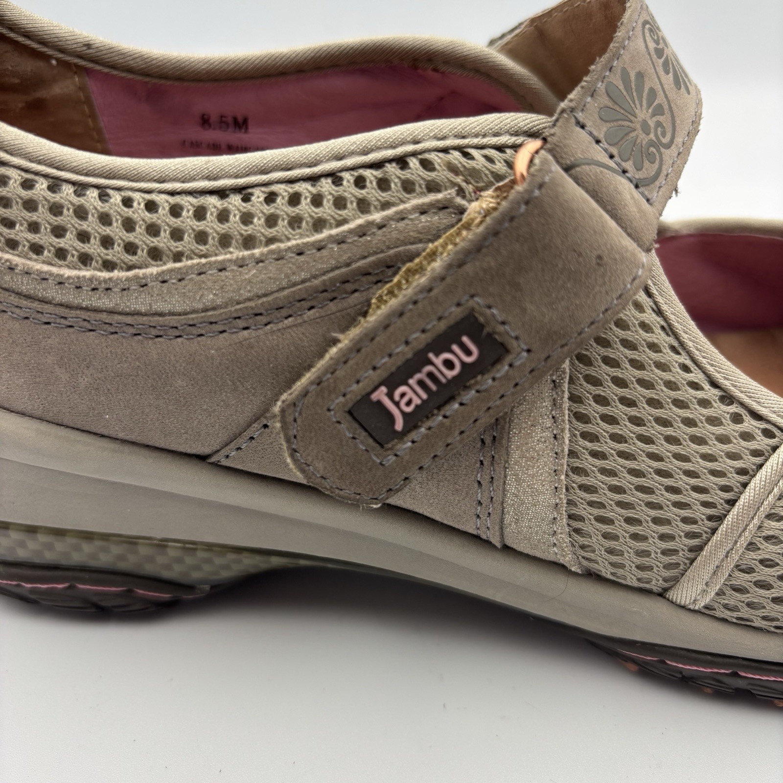 JAMBU Cascade Taupe Leather Mesh Shoes Mary Jane Terra Design Walk Womens Sz 8.5