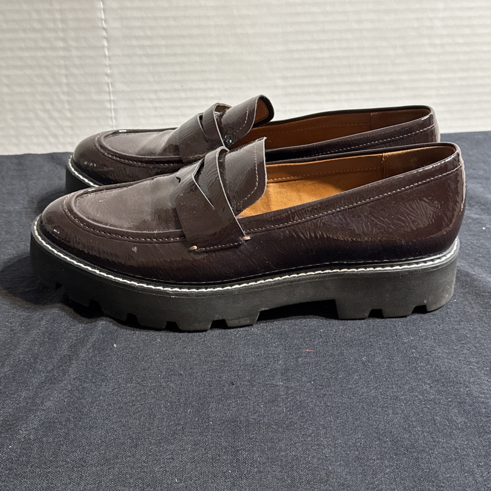 FRANCO SARTO Penny Loafers Balin Lug Sole Women’s Size US 10 Medium Burgundy