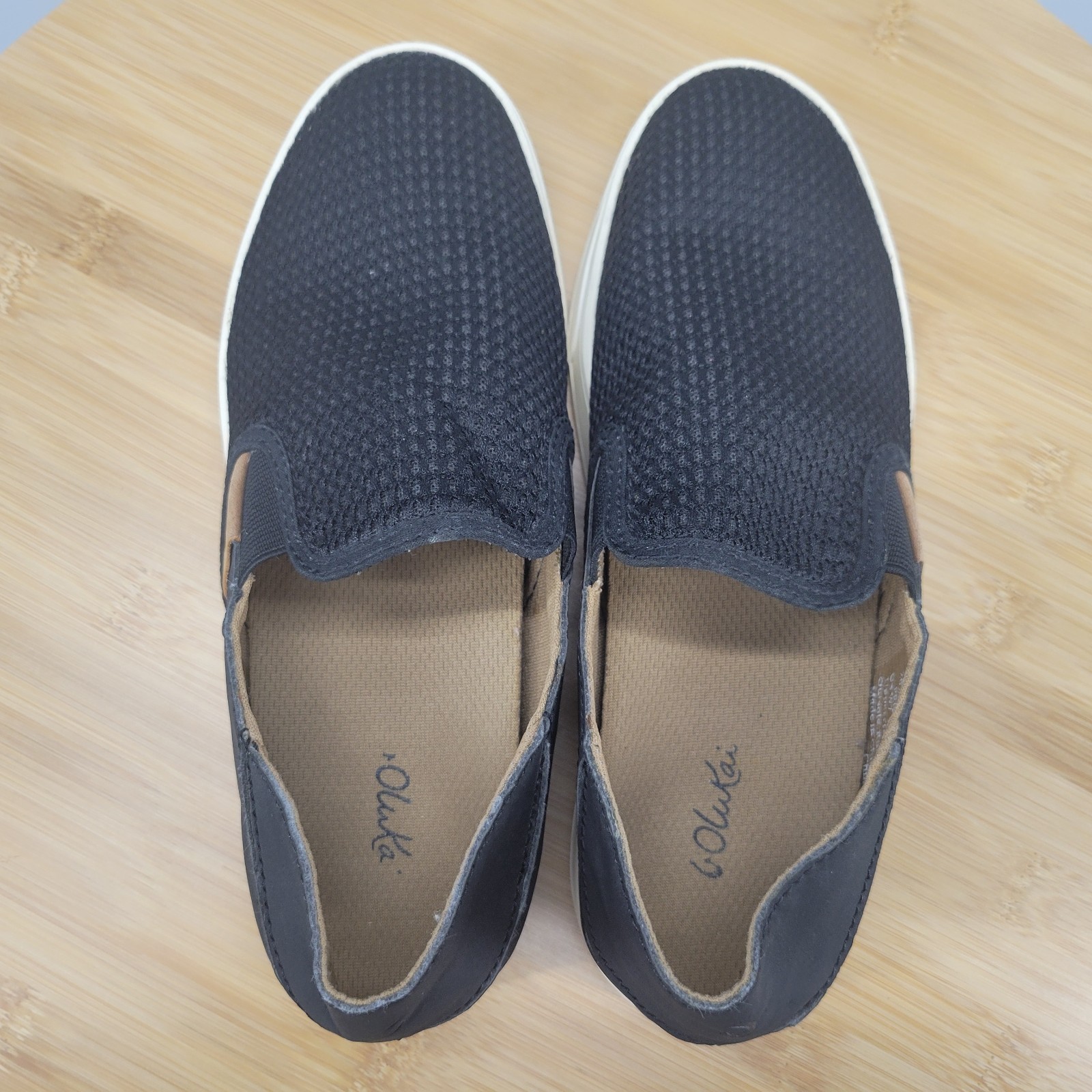 Olukai Pehuea Womens Size 7 Black Mesh Slip On Beach Walking Casual Shoes