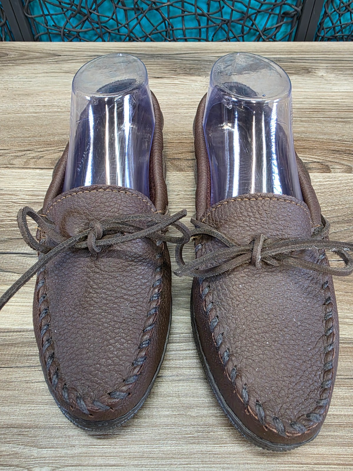 Minnetonka Classic 492W Moccasins Brown Moosehide Leather Slip On Women’s 7.5