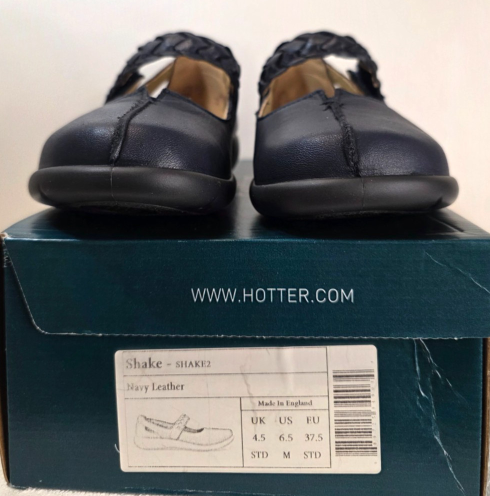 Hotter Shake 2 Mary Jane UK 4.5 Navy Leather Woman’s shoes Comfort Braided Strap