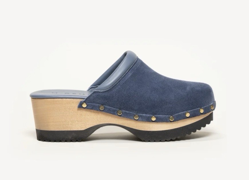 M. GEMI The Greta Blue Suede Studded Comfort Clogs Slip On Size 36.5 Boho Mules