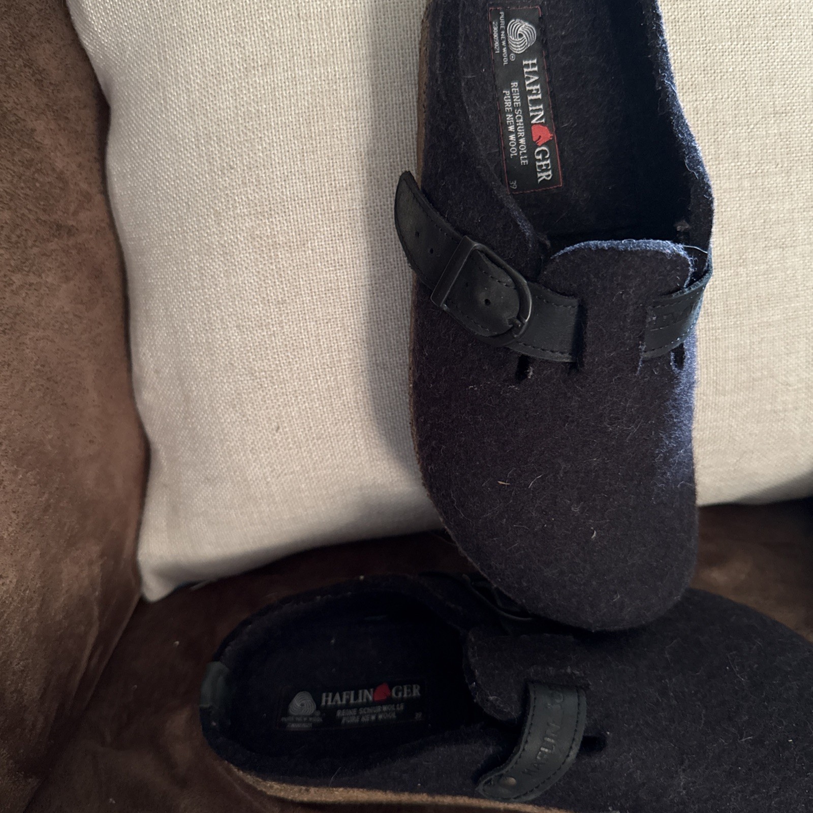 Haflinger Wool Felt Clogs Adjustable Strap Buckle Closure Size 39/8.5