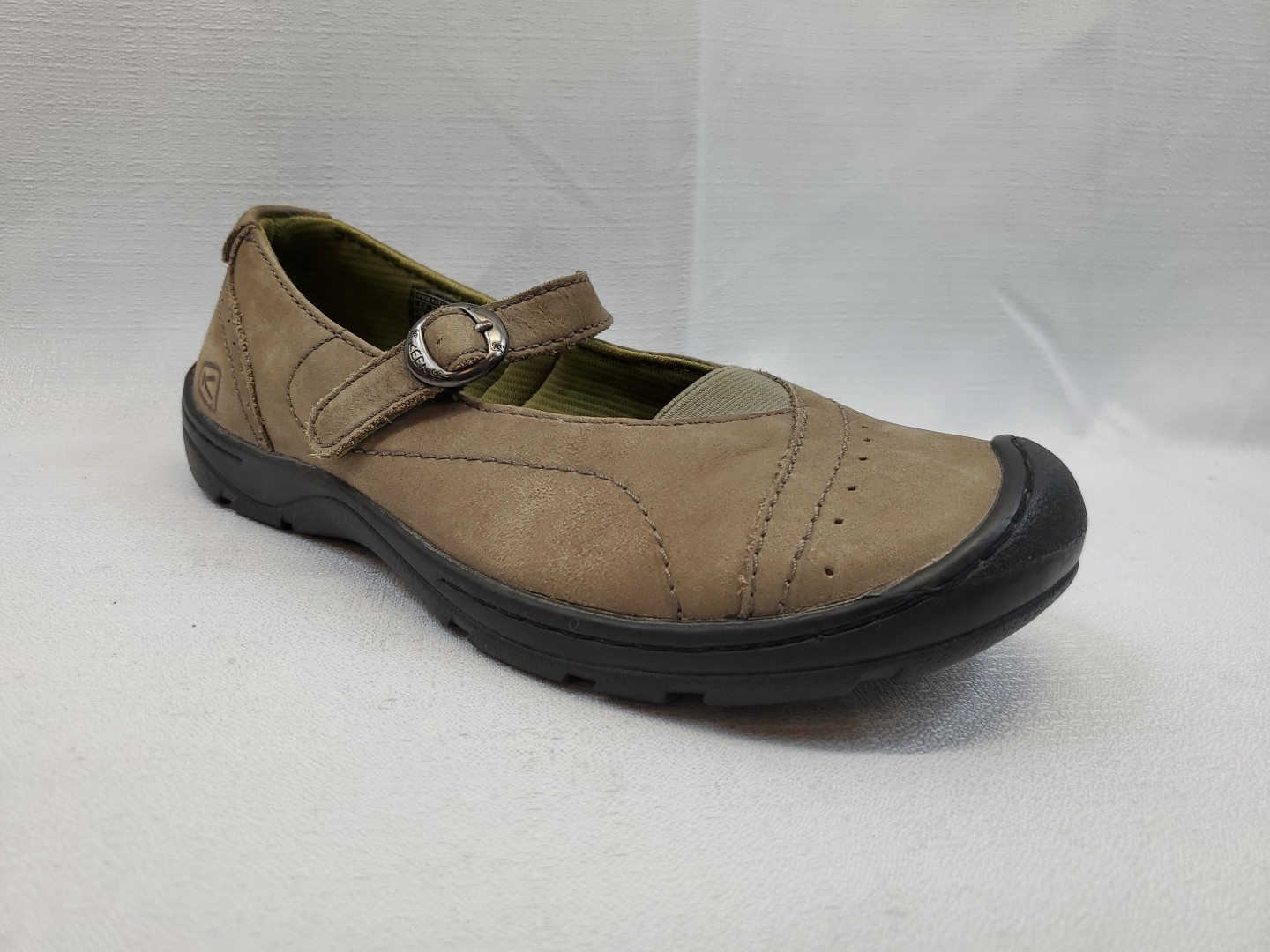 Keen Mary Janes Lug Comfort Taupe Olive Buckle Strap Nubuck Leather EU 38.5 US 8
