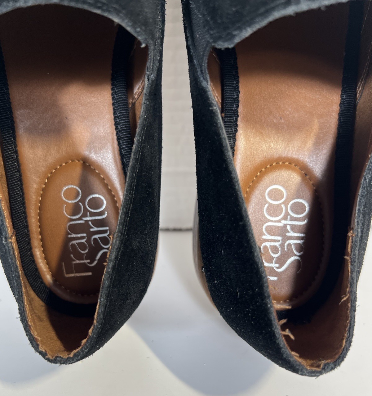 Franco Sarto JED Black Suede Slip On Loafers Almond Toe Women’s Size 7M Comfort