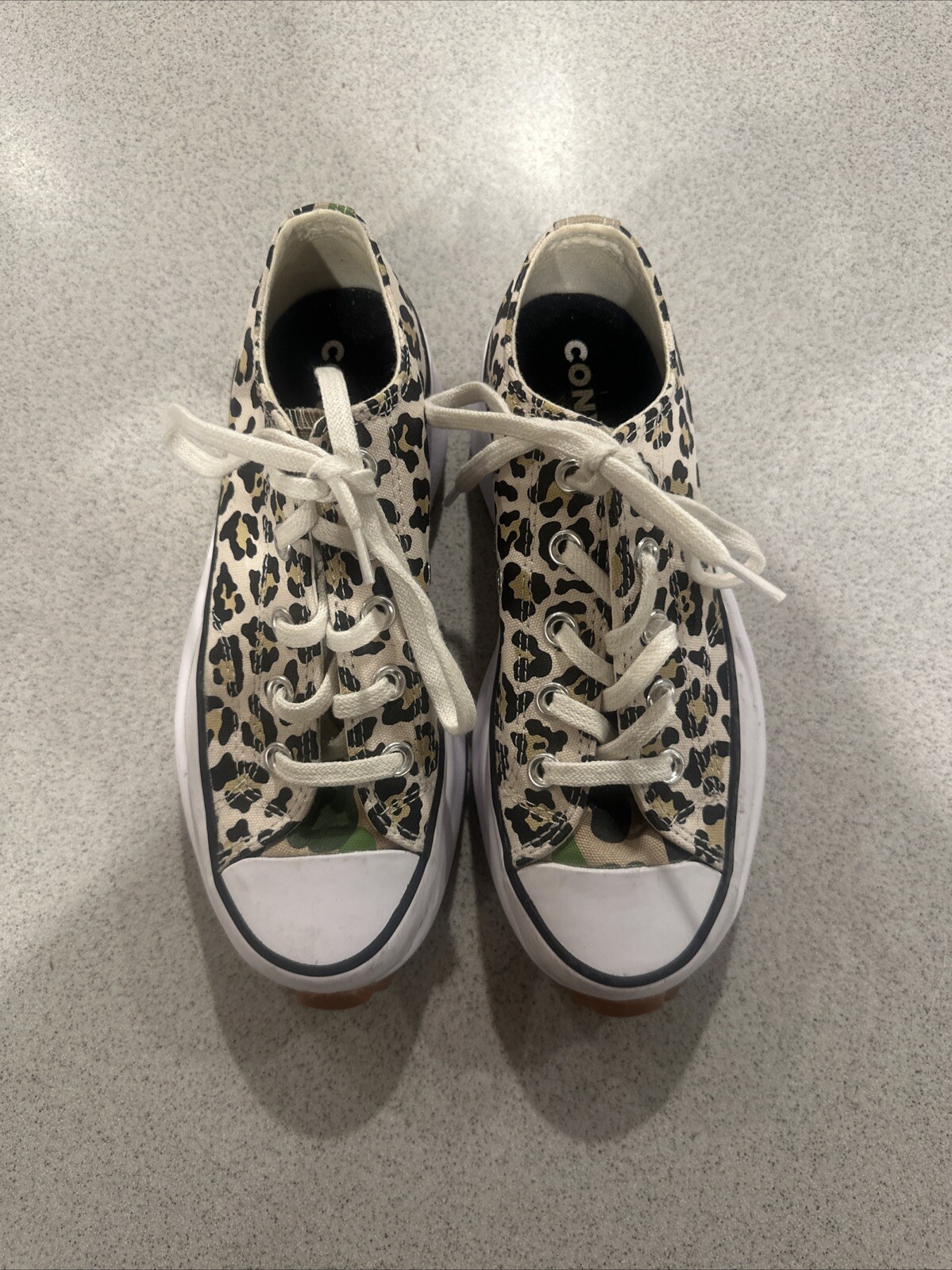 Converse Run Star Hike Low 170912C Leopard Camo Platform Womens 5.5 Sneakers