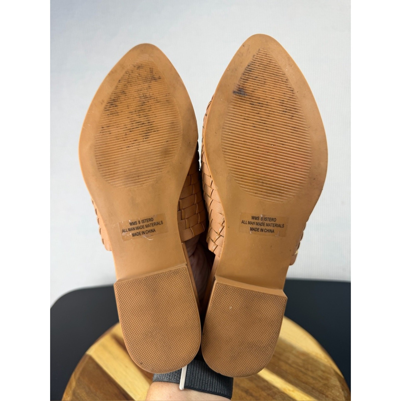 DV by Dolce Vita Istero Woven Mule Flats Tan Cognac Pointed Toe Slides Size 8