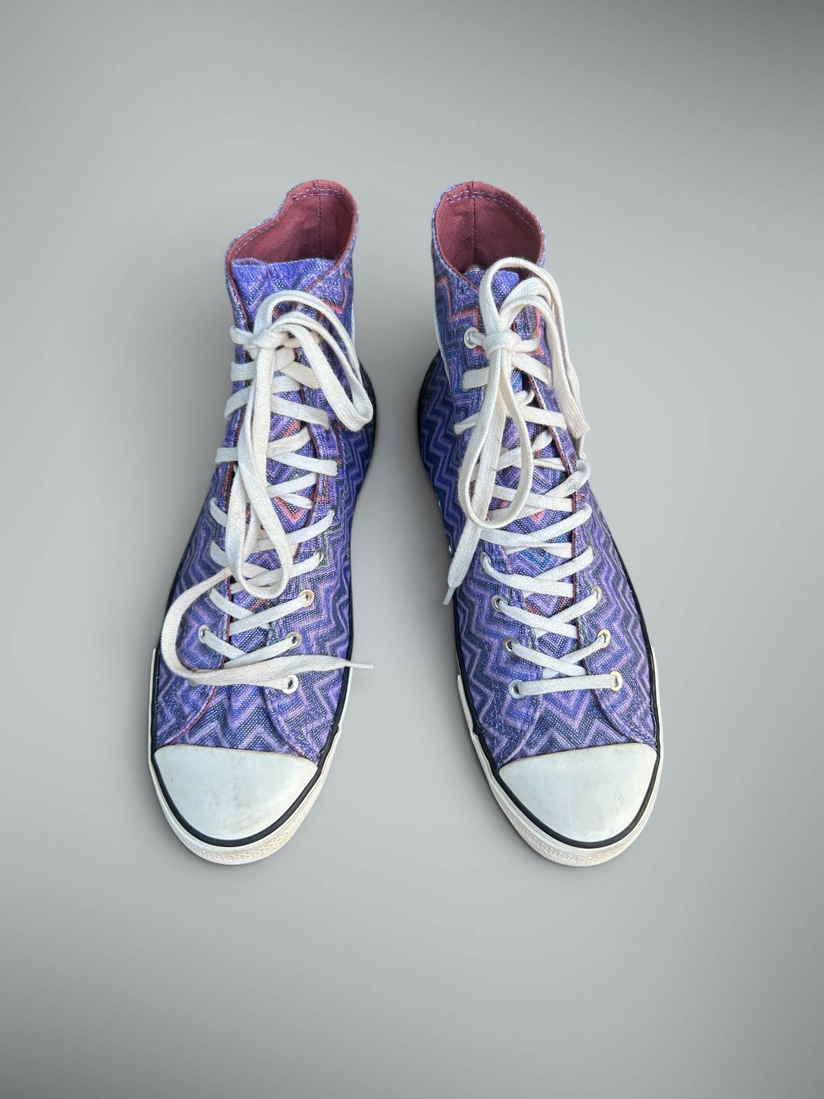 Missoni X Converse “Mediterranean” High Top Purple Metallic Sneakers Size 8
