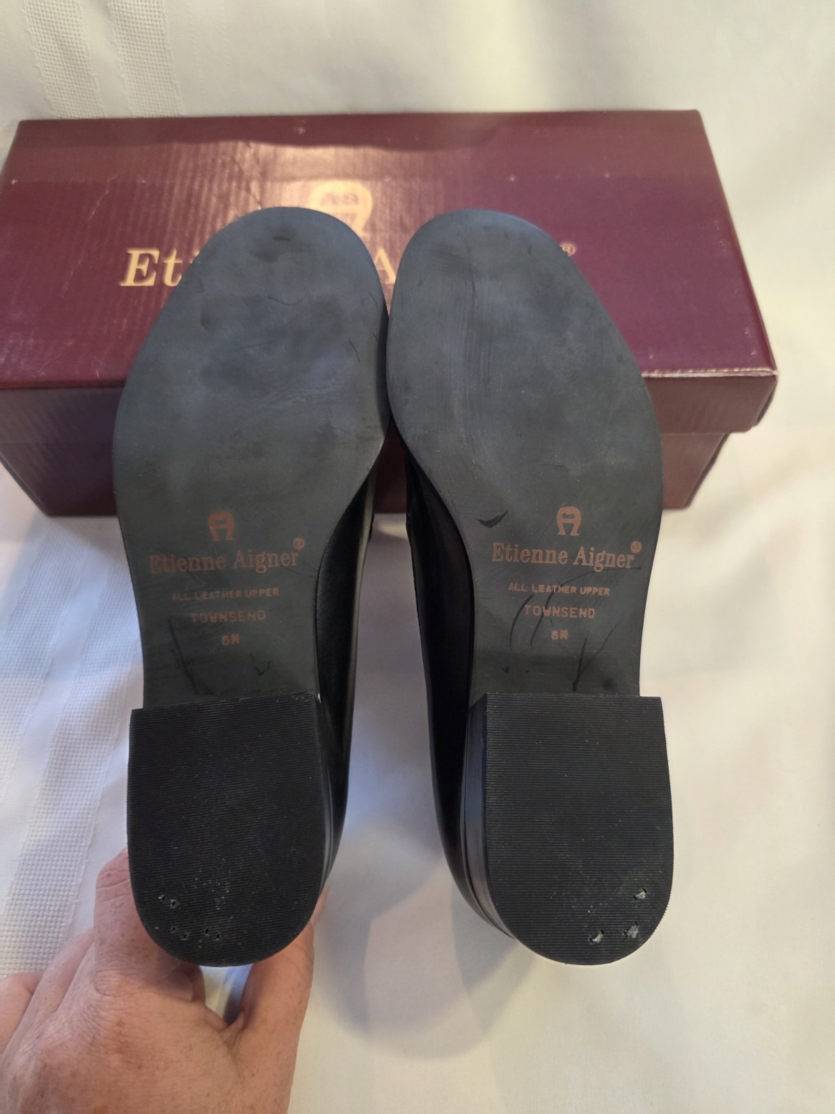 Vtg 90s Etienne Aigner Townsend Black Leather Block Heel Loafer 6 New With Box