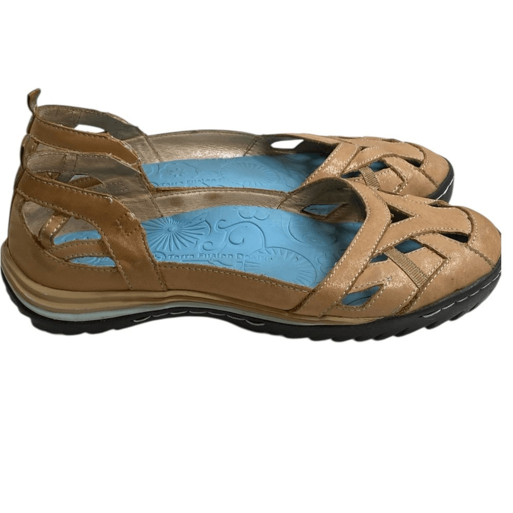 GUC Jambu Women’s All Terra Design Tan Leather Flats Memory Foam Insole Size 8.5