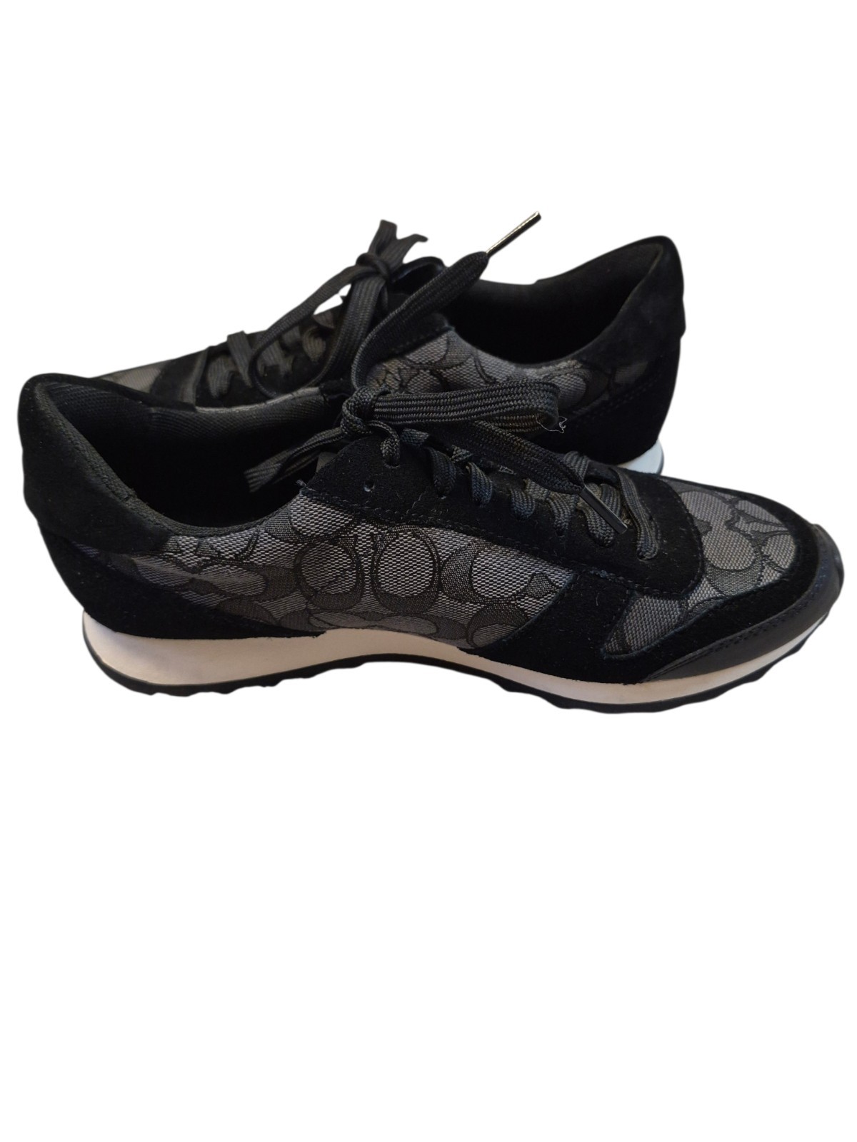 COACH Mason Signature Black Suede White Sneakers Womens 9