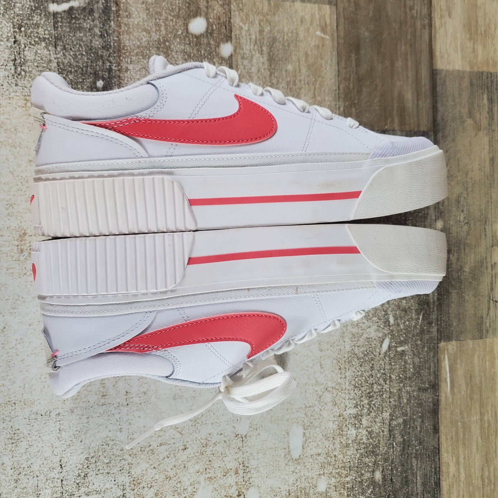 Nike Court Legacy Lift Womens Shoes Sz 9.5 White Red Leather Lace Up Sneakers