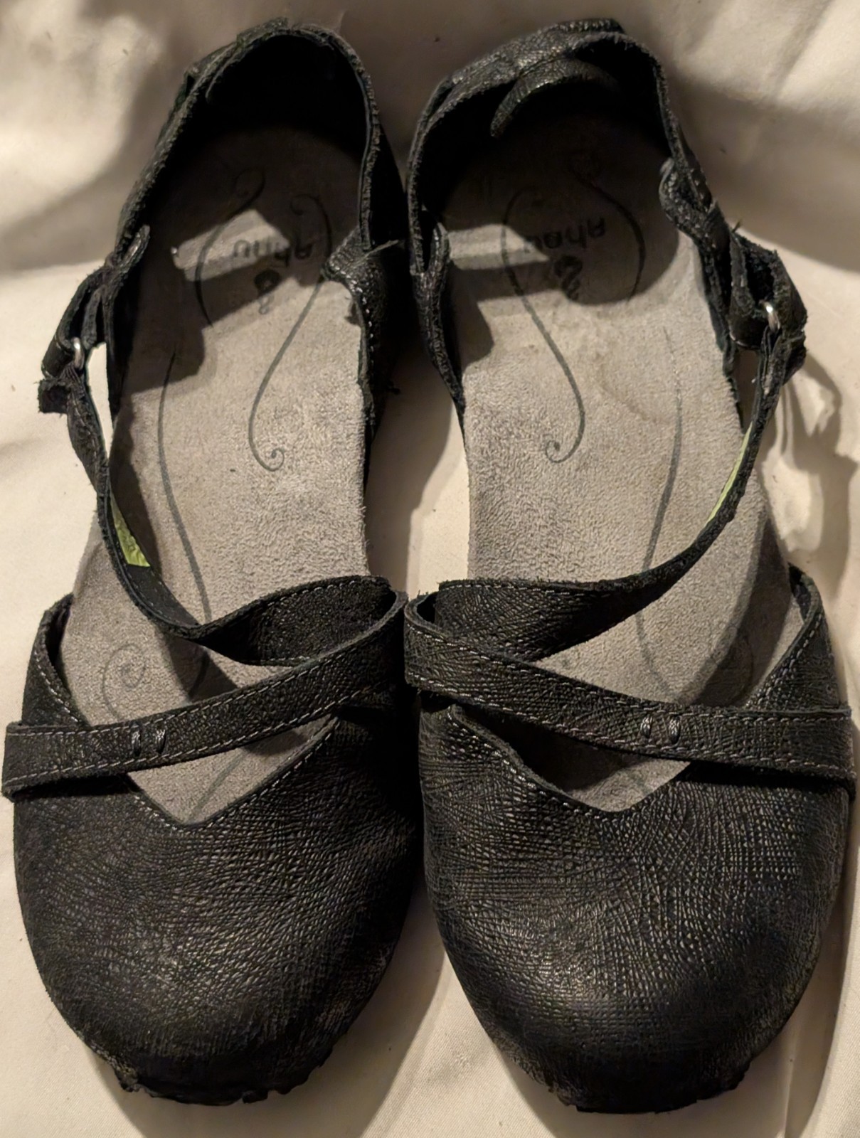 Ahnu Teva Tullia Women’s Sz 6.5 Mary Jane Yoga Flats Black Strappy Arch Support