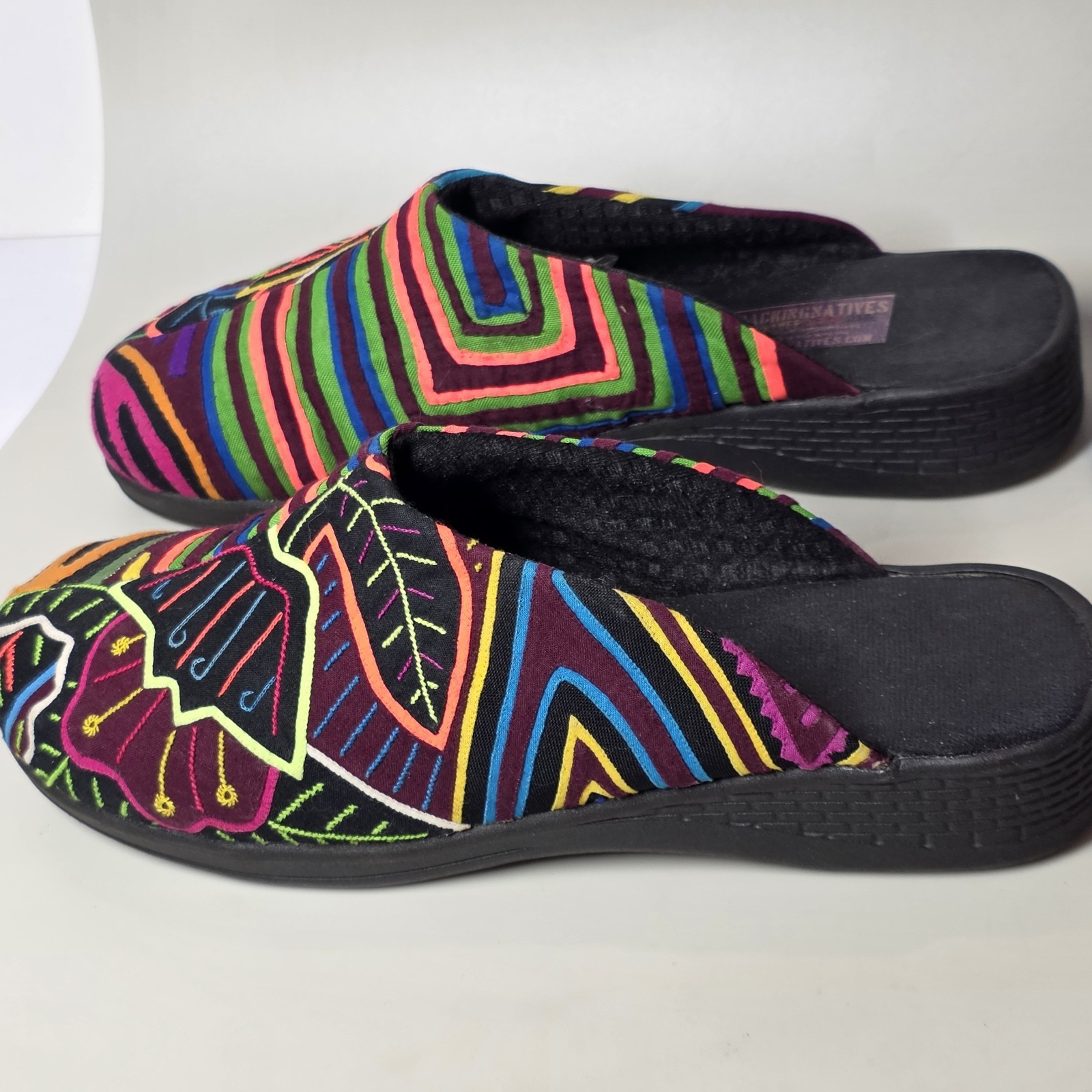 Tracking Natives Handmade Mola Embroidered Mule Shoes Colombia 39 8.5-9