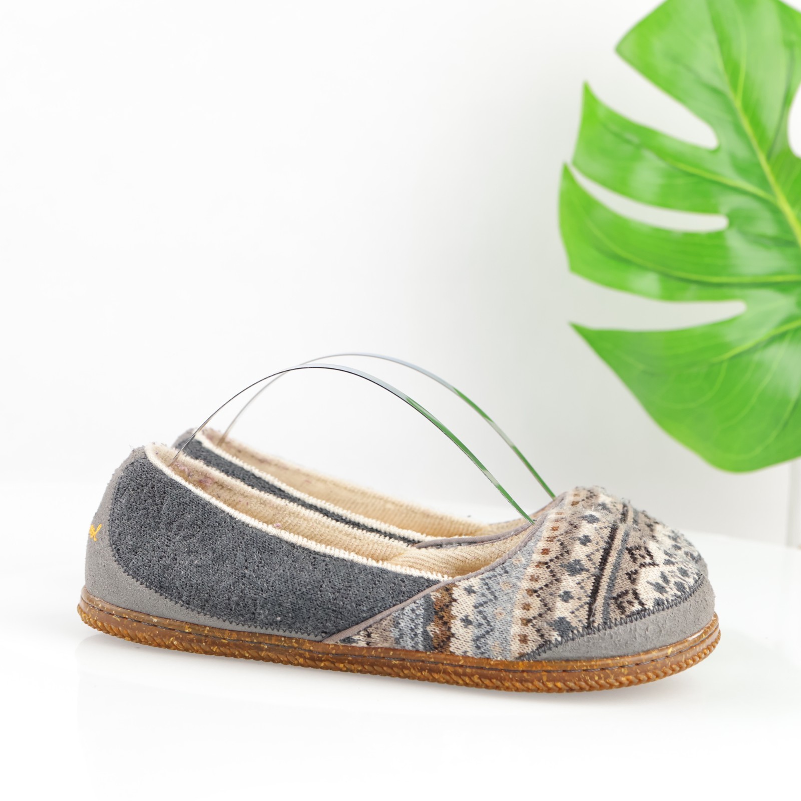 SmartWool Womens Morning Ballet Slipper Size 7 Gray Knit Lined Slip On Flat Shoe