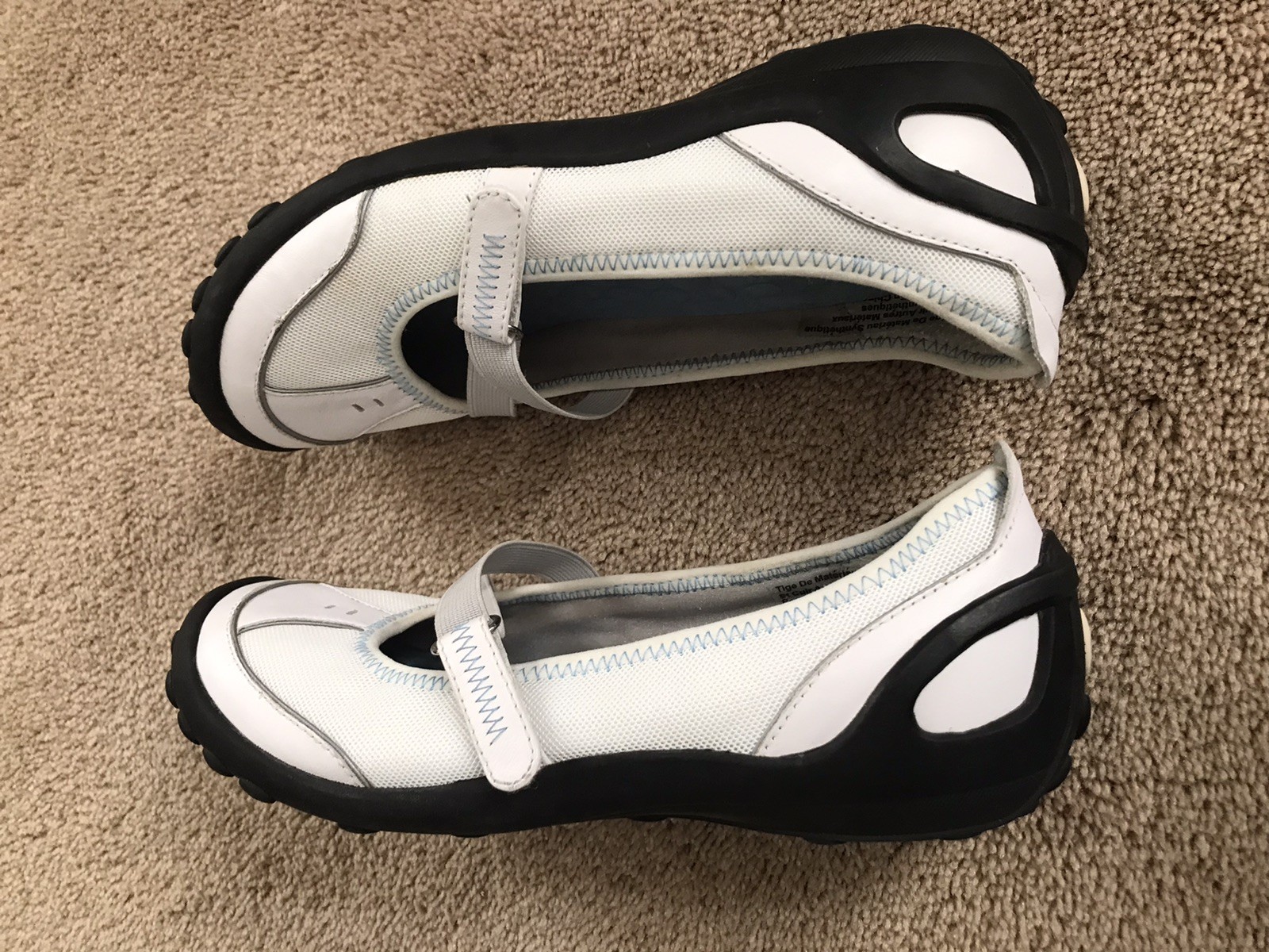 New Clark’s Provo White/Beige Straps Rubber Sole Comfort Walking Shoes Sz 8 Med