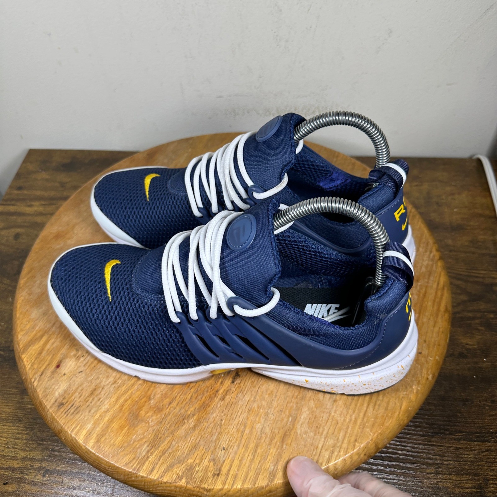 Nike Air Presto Womens Navy Blue Yellow Mesh Running Shoes 846440-998 Size 9
