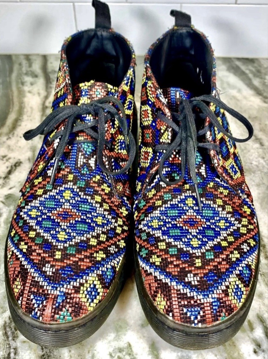 Size 9 – DR MARTENS Daytona Women’s Ankle Boot. Multicolor Woven Aztec Mosaic