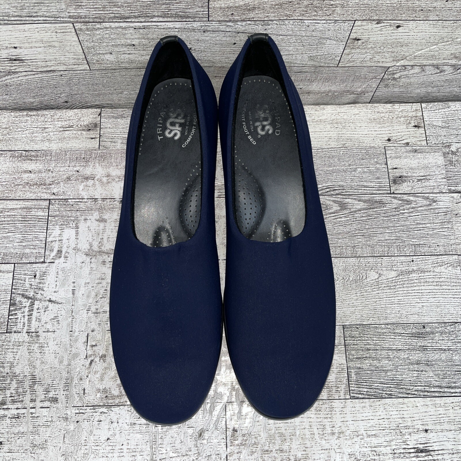 SAS Bliss Blue Stretch Fabric Wedge Tripad Comfort Women Size 9.5S