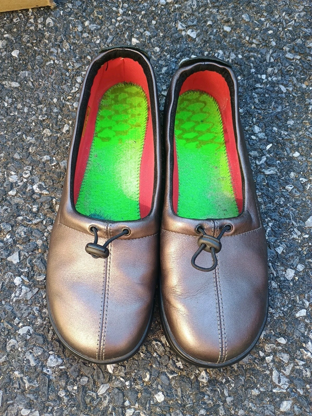 SAS Funk Santolina Metallic Pewter Gray Loafers Drawstring 10.5 NO INSOLES EUC