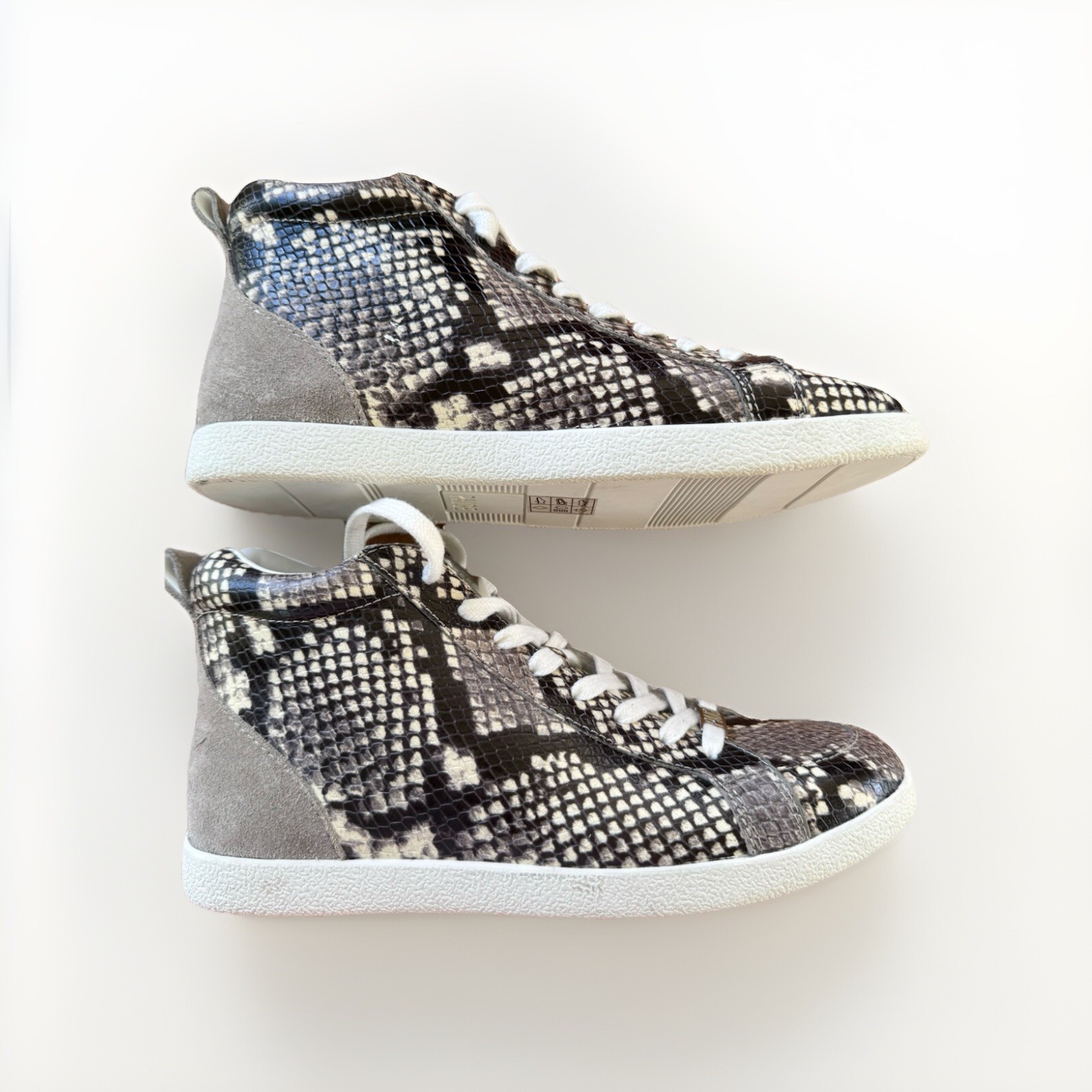 Paige Sneakers Snake Animal Print Leather High Top Sz 6 Gray Annie Fashion