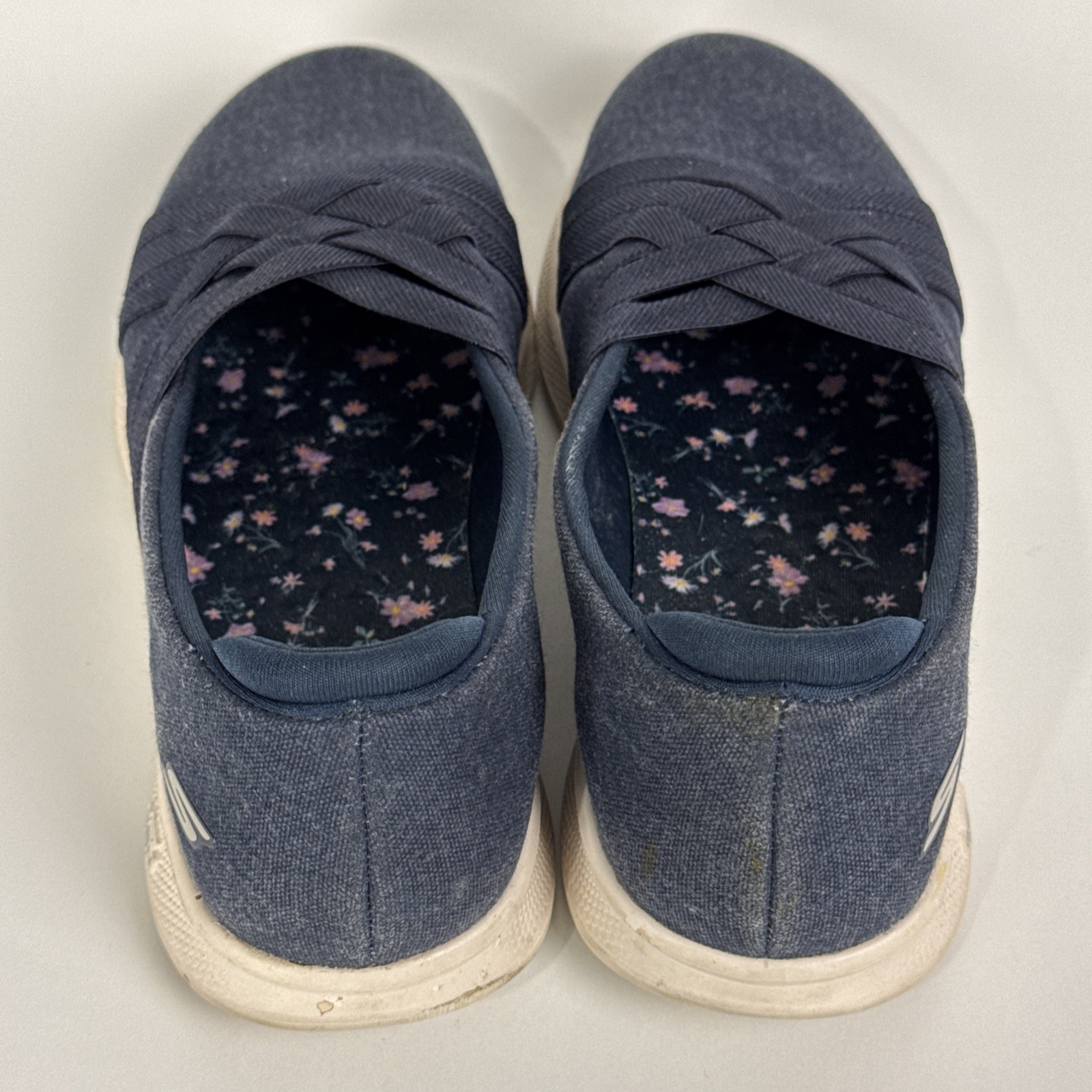 Skechers GOGA MAT Navy Blue Slip On Shoes Women’s 6 comfort walking summer boat