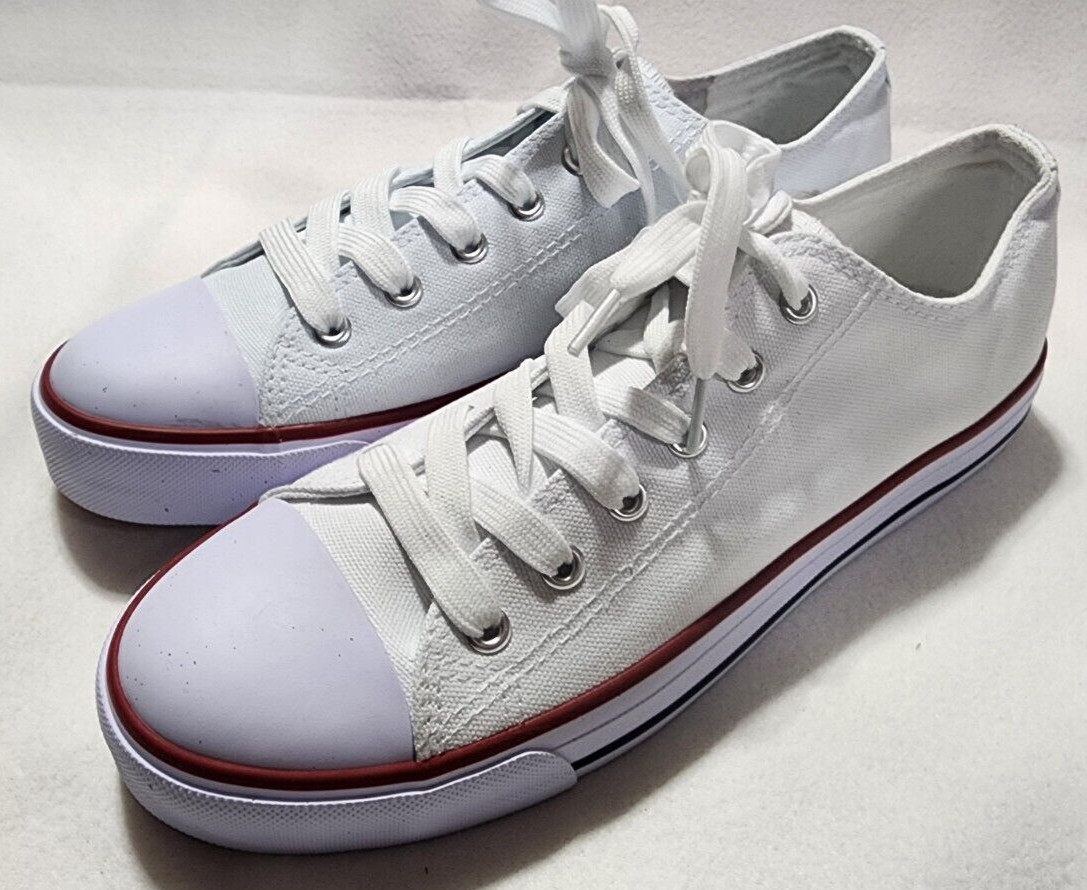 white red and blue stripe print women sneakers size 10