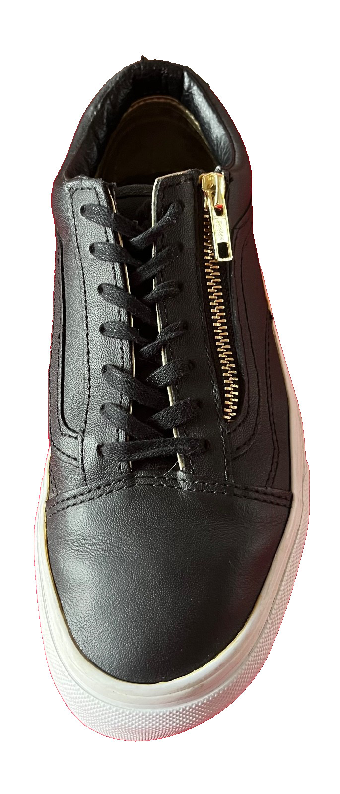 Vans Black Leather Lace-Up Side-Zip Shoes Women’s Size 7, Excellent condition