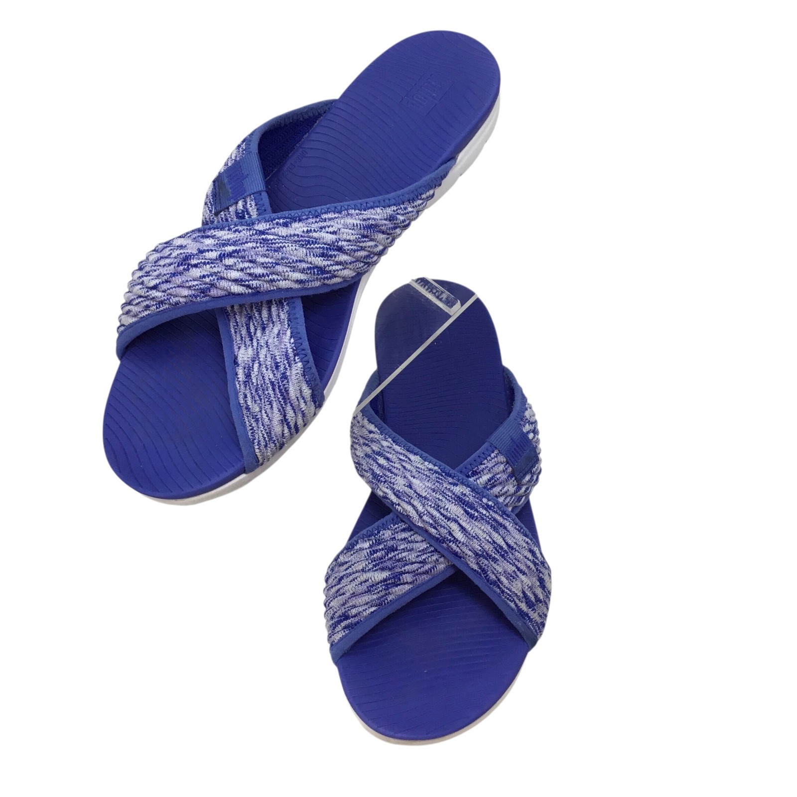 FitFlop Artknit Criss Cross Sandals Slides Comfort Lightweight Blue 085-671