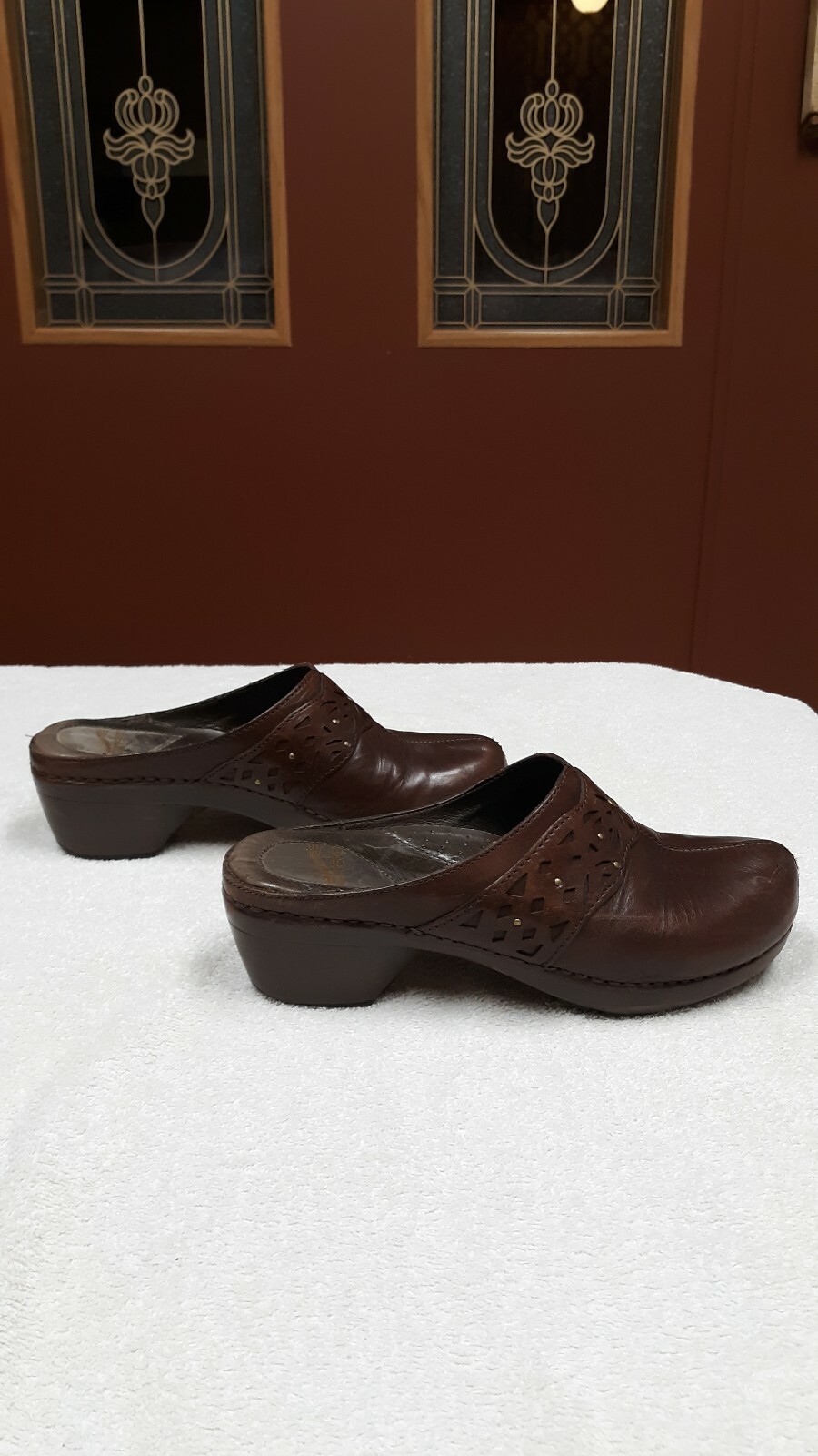 Dansko Shyanne Brown Leather Slip On Comfort Clogs Euro 39 Preowned