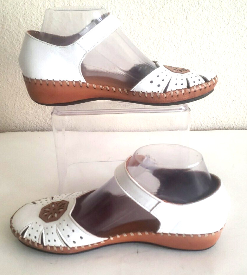VENUS SAGE Wome’s Strap White Leather Shoes Size-9/39
