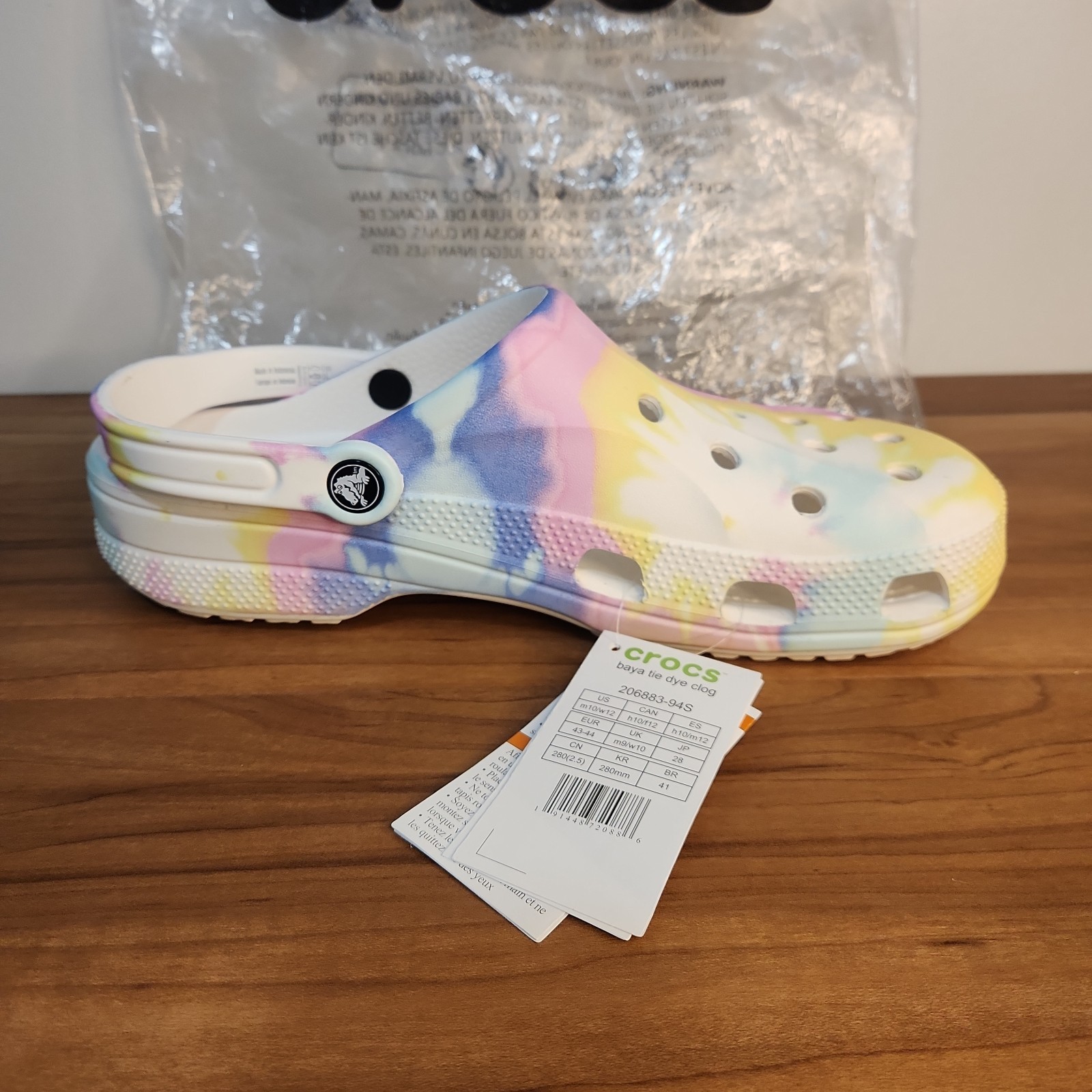 Crocs Baya Tie Dye Clogs Women’s 12 Men’s 10 Colorful Comfort Waterproof Shoes