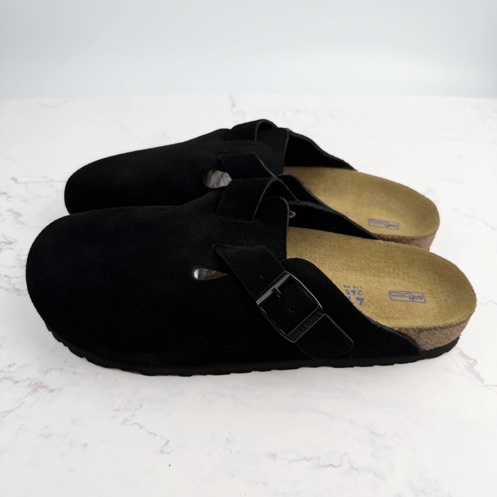 Birkenstock Boston Soft Footbed Suede Leather Black Clog Unisex Shoes New