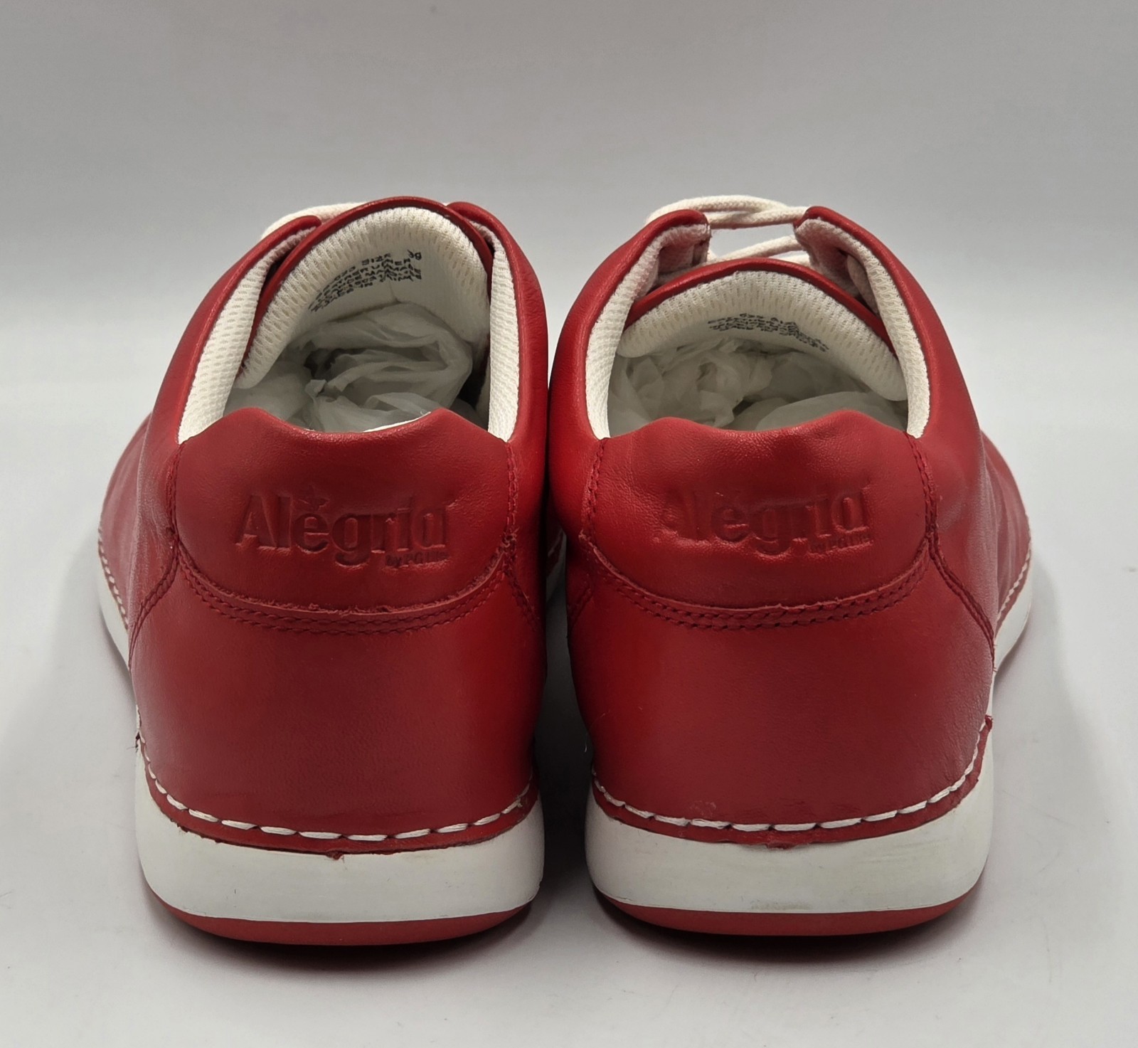 Alegria Essence ESS-623 Red Leather Slip Resistant Work Shoes Womens 8.5 EU 39
