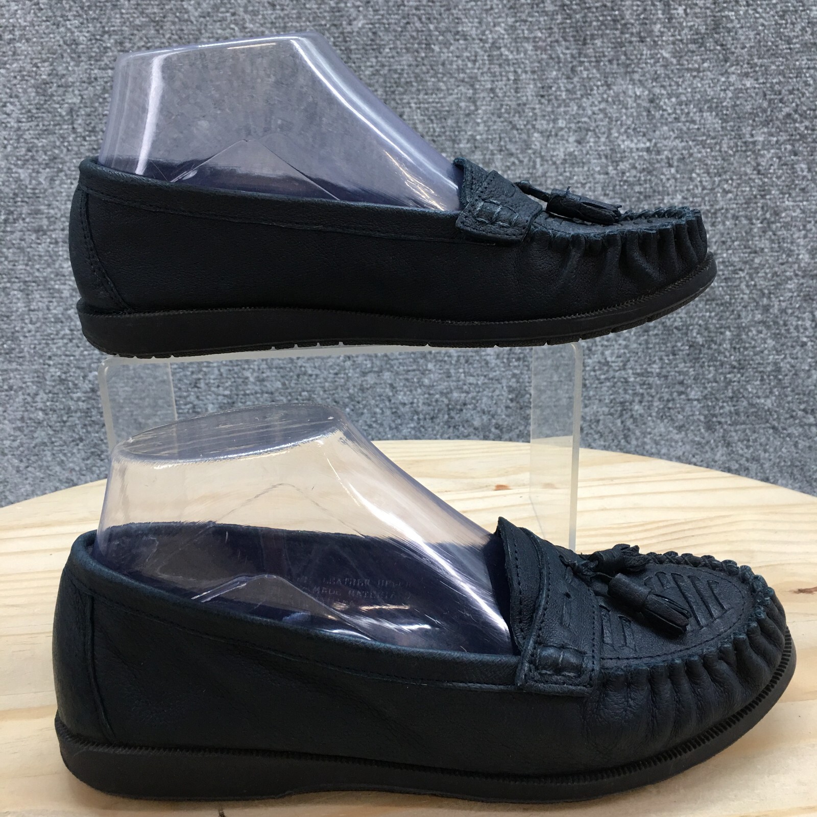Pillows Shoes Womens 6.5 Loafers Kiltie Black Leather Moc Toe Comfort Low Top