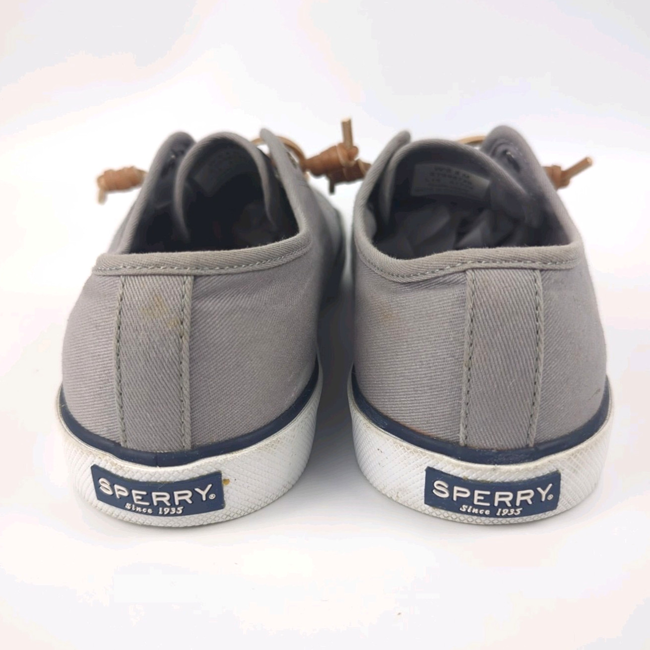 Sperry Top-Sider Womens Sz 8 Seacoast Gray Canvas Sneakers Memory Foam STS95729